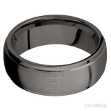 8 mm wide Domed Stepped Down Edges Tantalum Noir band.