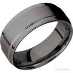 8 mm wide Flat Wide Grooved Edges Tantalum Noir band.