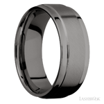8 mm wide Flat Wide Grooved Edges Tantalum Noir band.