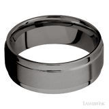 8 mm wide Flat Wide Grooved Edges Tantalum Noir band.