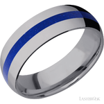 7 mm wide/Domed/Tantalum band with one 2 mm Centered inlay of Lapis.