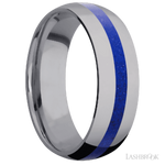 7 mm wide/Domed/Tantalum band with one 2 mm Centered inlay of Lapis.