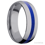 7 mm wide/Domed/Tantalum band with one 2 mm Centered inlay of Lapis.