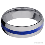 7 mm wide/Domed/Tantalum band with one 2 mm Centered inlay of Lapis.