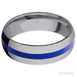 7 mm wide/Domed/Tantalum band with one 2 mm Centered inlay of Lapis.