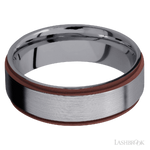 7 mm wide/Flat Grooved Edges/Tantalum band with two 1 mm Edge inlays of Crimson.