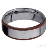 7 mm wide/Flat Grooved Edges/Tantalum band with two 1 mm Edge inlays of Crimson.