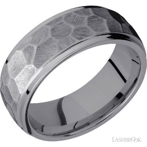 8 mm wide Domed Stepped Down Edges Tantalum band.