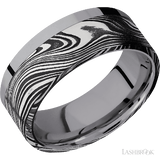 8 mm wide/Flat/Tantalum band with one 6 mm Off Center Edge inlay of Marble.