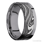 8 mm wide/Flat/Tantalum band with one 6 mm Off Center Edge inlay of Marble.