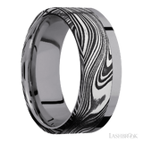 8 mm wide/Flat/Tantalum band with one 6 mm Off Center Edge inlay of Marble.