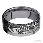 8 mm wide/Flat/Tantalum band with one 6 mm Off Center Edge inlay of Marble.