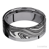 8 mm wide/Flat/Tantalum band with one 6 mm Off Center Edge inlay of Marble.
