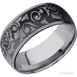 9 mm wide/Domed/Tantalum band with a laser carved Western Scroll pattern.