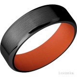 7 mm wide Beveled Zirconium band featuring a Hunter Orange sleeve.