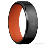 7 mm wide Beveled Zirconium band featuring a Hunter Orange sleeve.