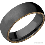 7 mm wide/Domed/Zirconium band with two 1 mm Side inlays of Alaskan Gold Nugget.