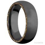 7 mm wide/Domed/Zirconium band with two 1 mm Side inlays of Alaskan Gold Nugget.