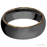 7 mm wide/Domed/Zirconium band with two 1 mm Side inlays of Alaskan Gold Nugget.