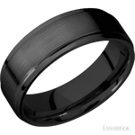 7 mm wide Flat Grooved Edges Zirconium band.