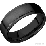 7 mm wide Flat Grooved Edges Zirconium band.
