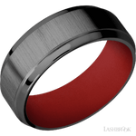 8 mm wide Stepped Bevel Zirconium band featuring a USMC Red sleeve.