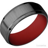 8 mm wide Stepped Bevel Zirconium band featuring a USMC Red sleeve.