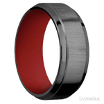 8 mm wide Stepped Bevel Zirconium band featuring a USMC Red sleeve.
