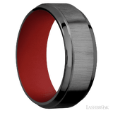 8 mm wide Stepped Bevel Zirconium band featuring a USMC Red sleeve.