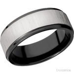 8 mm wide Flat Grooved Edges Zirconium band.