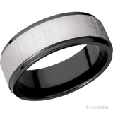 8 mm wide Flat Grooved Edges Zirconium band.