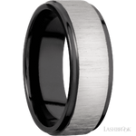 8 mm wide Flat Grooved Edges Zirconium band.