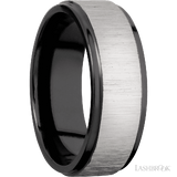 8 mm wide Flat Grooved Edges Zirconium band.