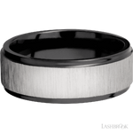 8 mm wide Flat Grooved Edges Zirconium band.