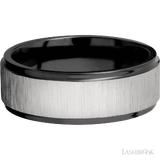 8 mm wide Flat Grooved Edges Zirconium band.