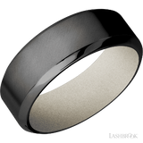 8 mm wide High Bevel Zirconium band featuring a Bright Nickel sleeve.