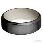 8 mm wide High Bevel Zirconium band featuring a Bright Nickel sleeve.