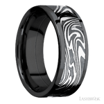 8 mm wide/Flat/Zirconium band with one 6 mm Centered inlay of Kinetic.