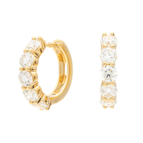 18kt Yellow Gold Diamond Huggie Hoop Earrings 2.17ct