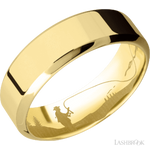 7 mm wide High Bevel 14K Yellow Gold band.