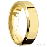 7 mm wide High Bevel 14K Yellow Gold band.