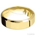 7 mm wide High Bevel 14K Yellow Gold band.