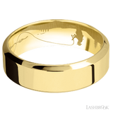 7 mm wide High Bevel 14K Yellow Gold band.
