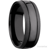 8 mm wide Domed with two accent grooves Zirconium band.