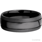 8 mm wide Domed with two accent grooves Zirconium band.