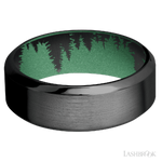 8 mm wide High Bevel Zirconium band featuring a Squatch sleeve.