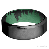 8 mm wide High Bevel Zirconium band featuring a Squatch sleeve.