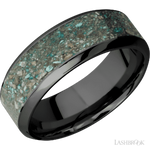 8 mm wide/High Bevel/Zirconium band with one 5 mm Centered inlay of Ocean Jasper.