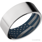 8 mm wide Flat Cobalt Chrome band featuring a Navy Blue sleeve.