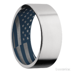 8 mm wide Flat Cobalt Chrome band featuring a Navy Blue sleeve.